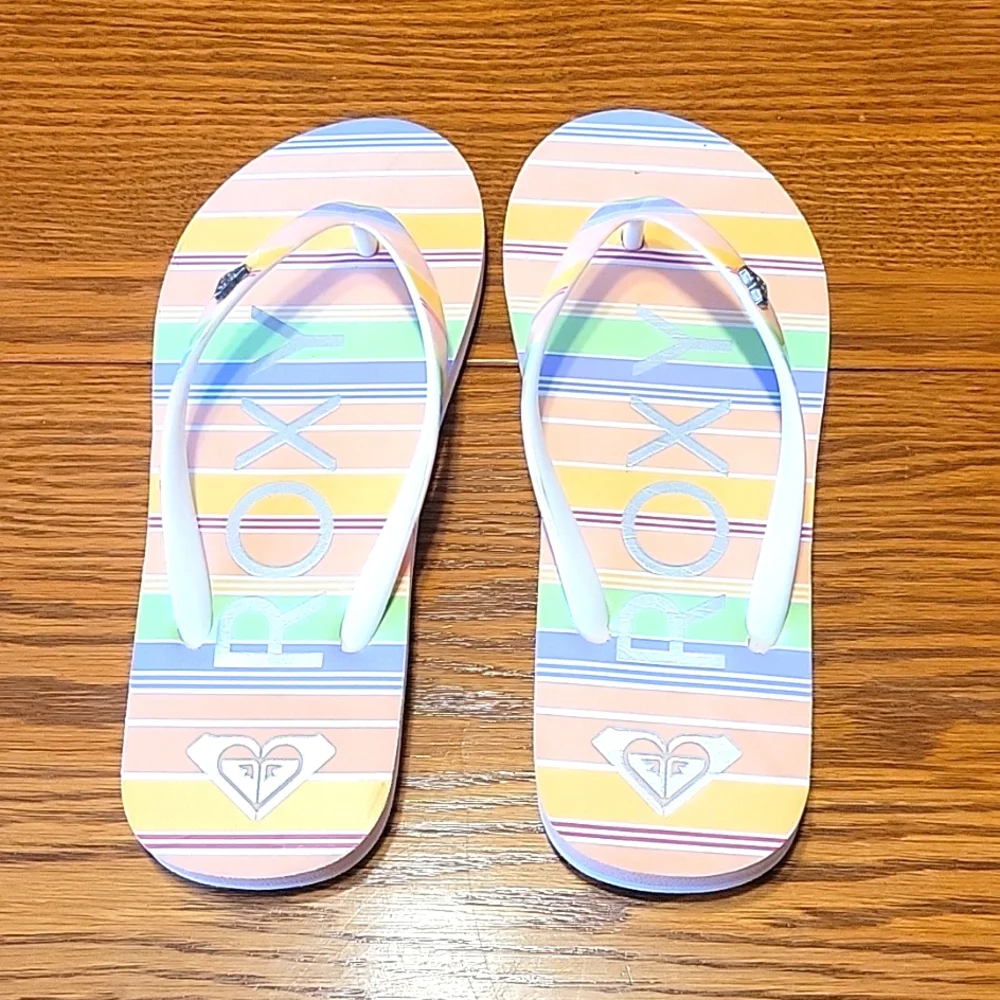 Roxy Kids Flip Flops - Multicolor Stripes - Picture 3 of 6